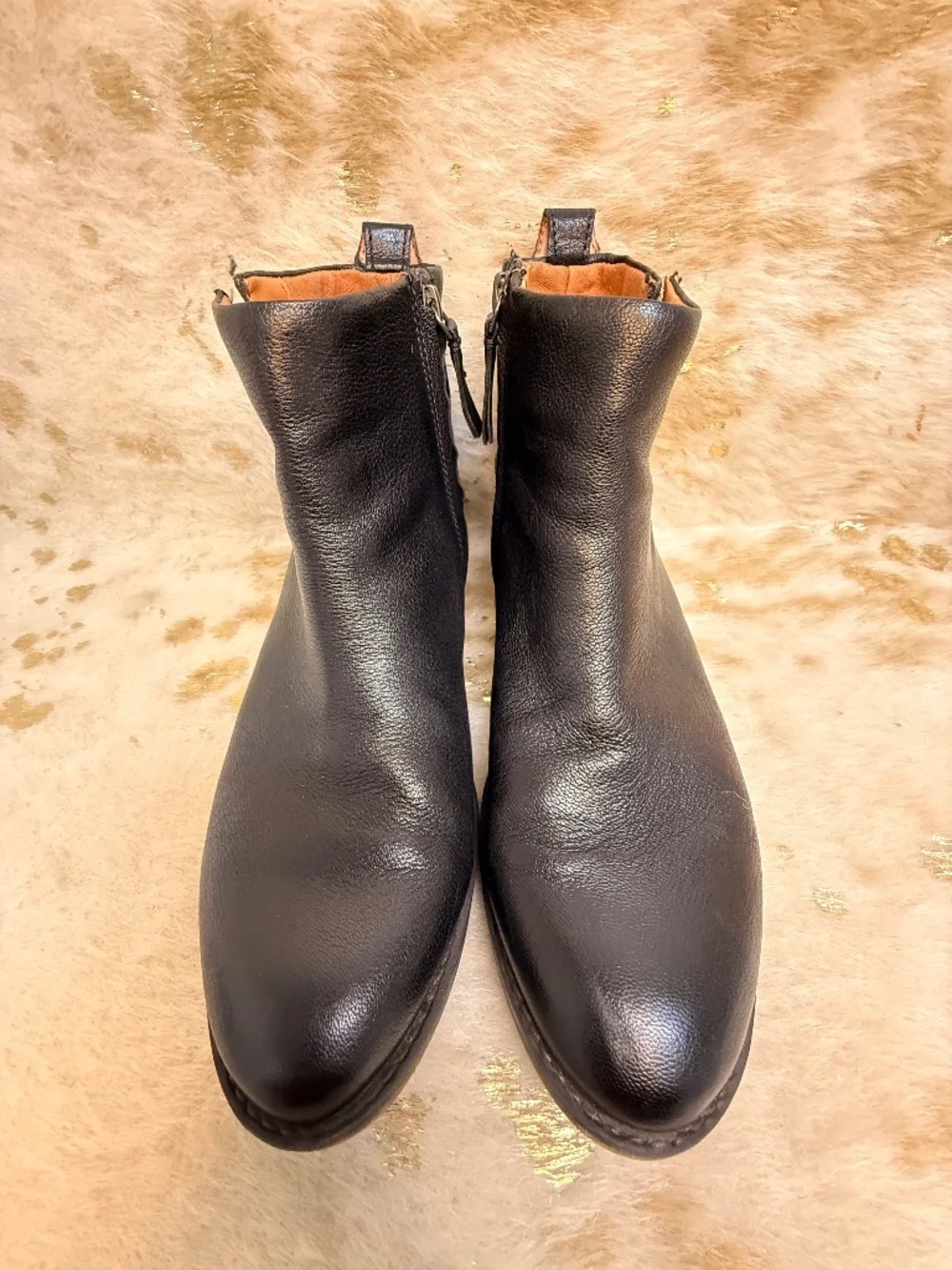 Franco Sarto Black‎ Leather Ankle Boots Size 9.5 / 40.5 – Sleek Zip Booties
